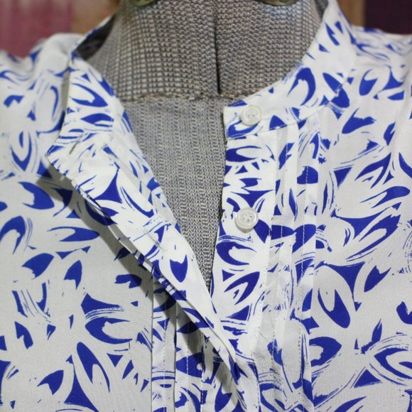 MAEVE Blue and White Silk Tunic - Picture 6 of 8